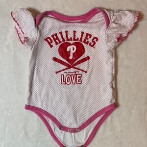 Phillies Love Pink and White Baby Bodysuit